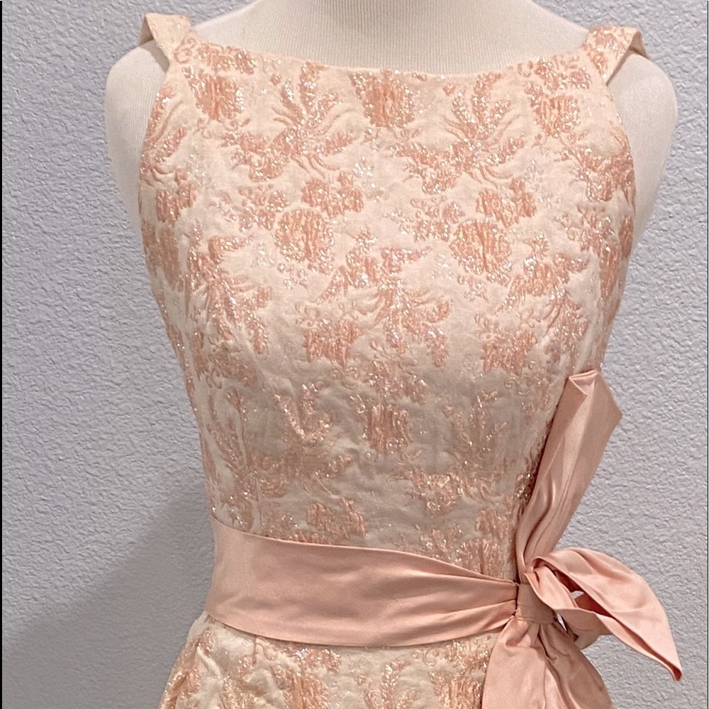 Pink brocade evening gown